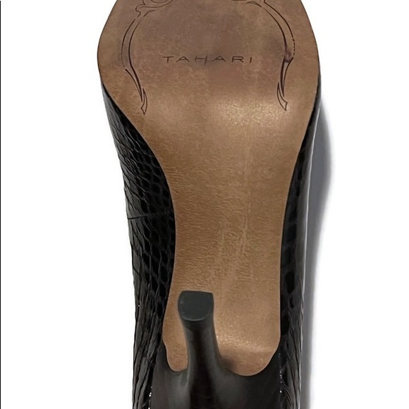 NWOT Tahari Rini open toe pumps, in brown croc print size 8 - Picture 6 of 10